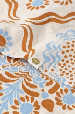 Ellos Home Dug Duk Elly Tile i genanvendt halvlinned Ø 150 cm Blå farve Sale