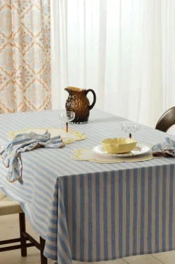 Ellos Home Dug Elly Classic Stripe i genanvendt halvlinned Lyseblå New