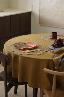 Ellos Home Dug Elly i genanvendt halvlinned Ø 150 cm Olivengrøn Online