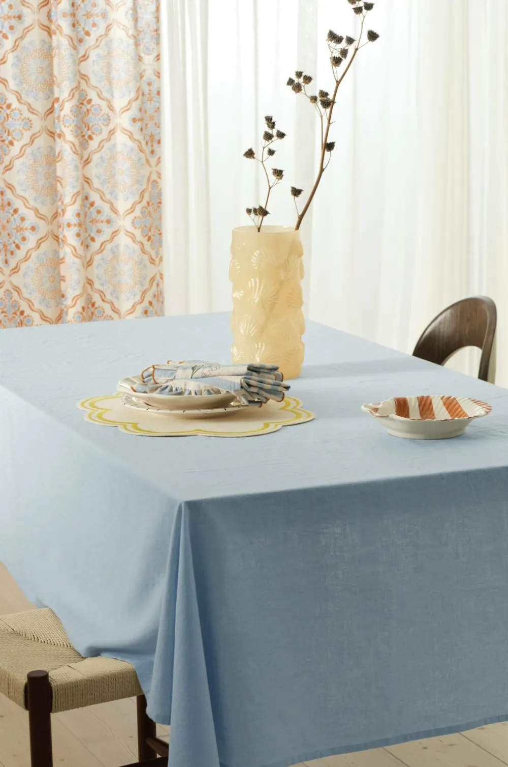 Ellos Borddækning & Servering|Bordtekstiler>Home Dug Elly i genanvendt halvlinned Lyseblå