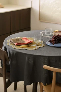 Ellos Home Dug Elly i genanvendt halvlinned Ø 150 cm Åskgrå New