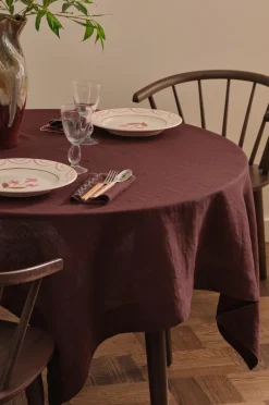 Ellos Borddækning & Servering|Bordtekstiler>Home Dug Malva i 100% hør 140x140 cm Bourgogne