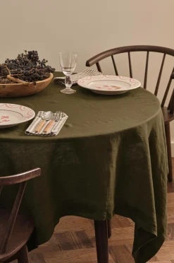 Ellos Home Dug Malva i 100% hør 140x140 cm Mørk olivengrøn