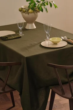 Ellos Borddækning & Servering|Bordtekstiler>Home Dug Malva i 100% hør Mørk olivengrøn