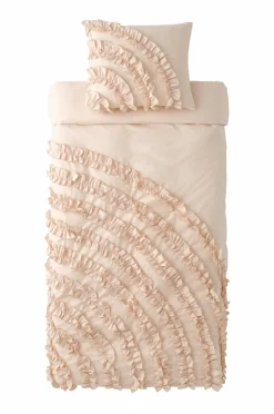 Ellos Home Dynebetræk Juliette Curve Frill i vasket bomuld 2 dele Lys hot pink Clearance