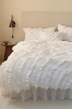 Ellos Dynebetræk>Home Dynebetræk Juliette Curve Frill i vasket bomuld 2 dele Hvid