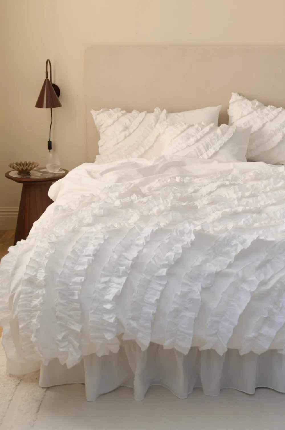 Ellos Dynebetræk>Home Dynebetræk Juliette Curve Frill i vasket bomuld 2 dele Hvid