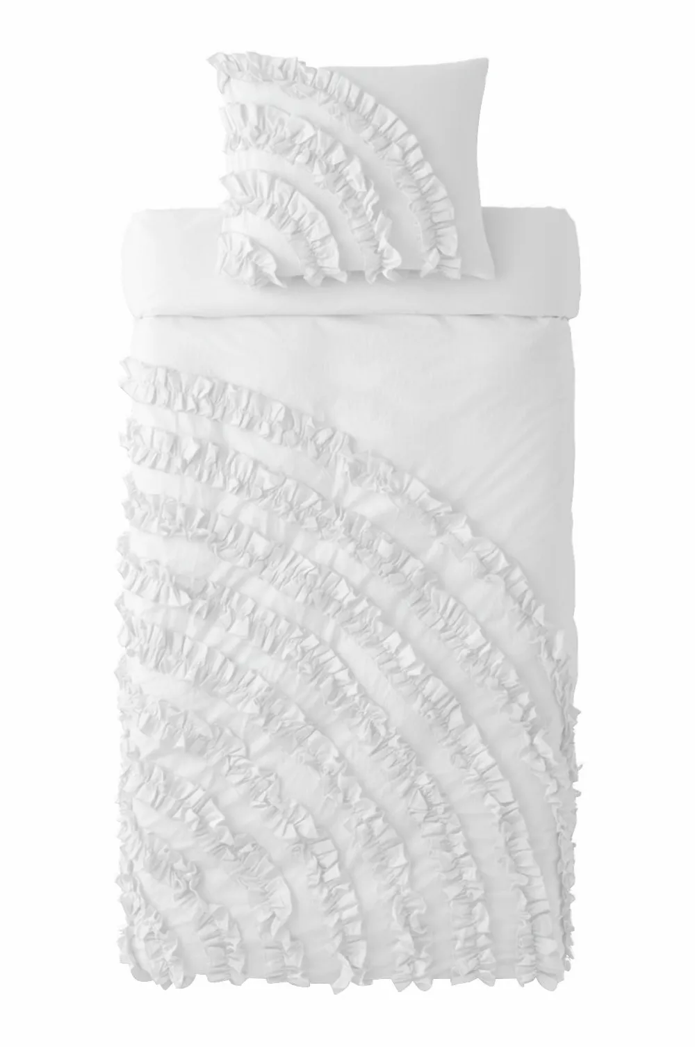 Ellos Dynebetræk>Home Dynebetræk Juliette Curve Frill i vasket bomuld 2 dele Hvid