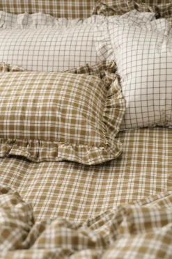 Ellos Home Faconsyet lagen Sonneli Check i bomuld Bronzegrøn