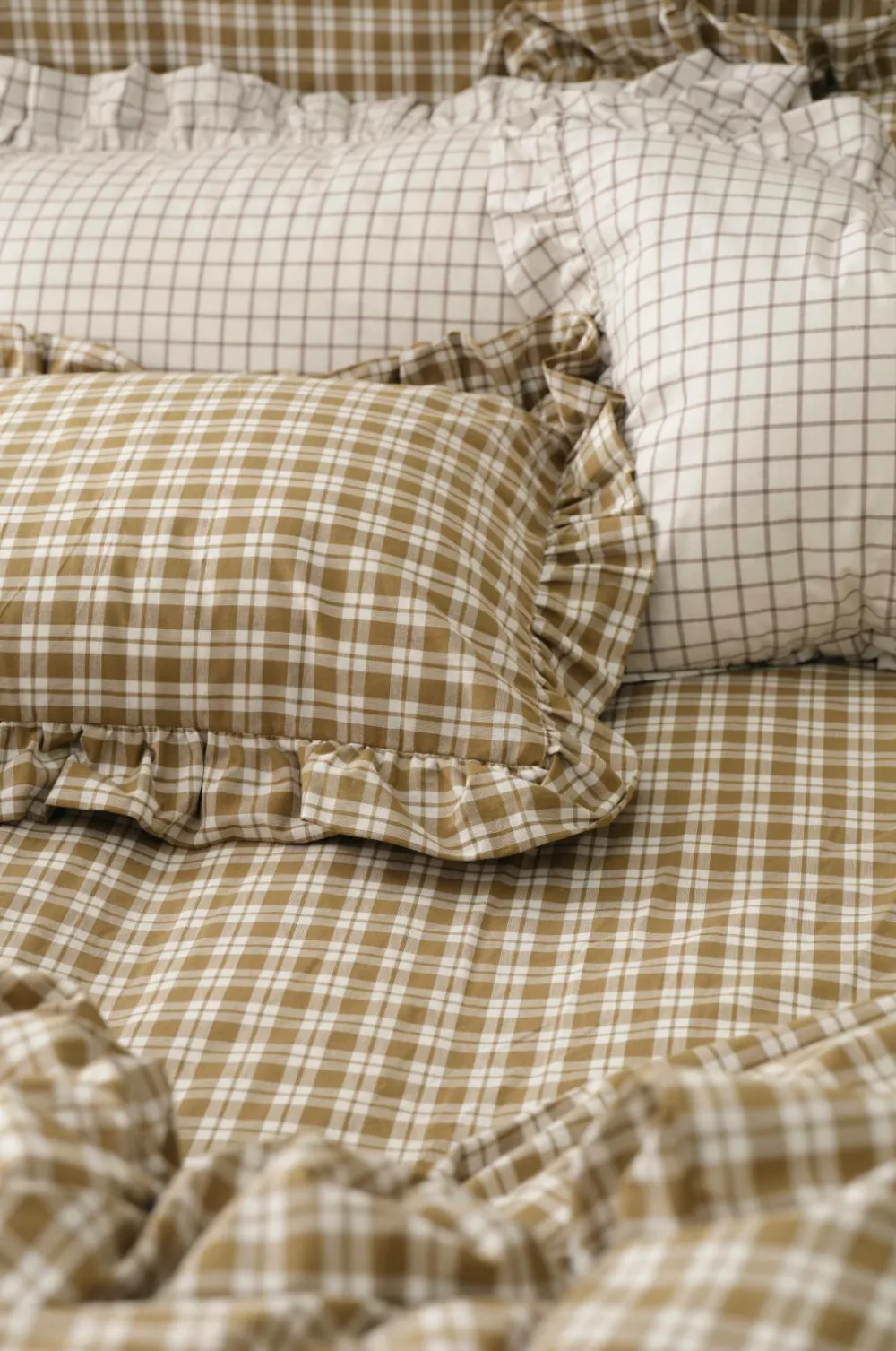 Ellos Home Faconsyet lagen Sonneli Check i bomuld Bronzegrøn