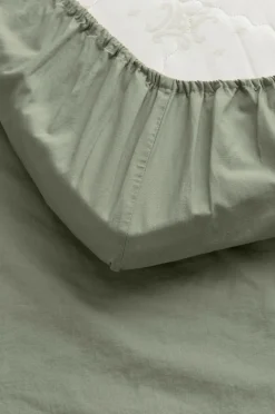 Ellos Lagener>Home Faconsyet lagen Milly i vasket bomuld Kakigrøn