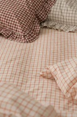 Ellos Lagener>Home Faconsyet lagen Sonneli Check i bomuld Mørk abrikos orange