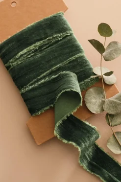 Ellos Gavepapir & Tilbehør>Home Fløjlsstrop Crushed 5 meter Grøn