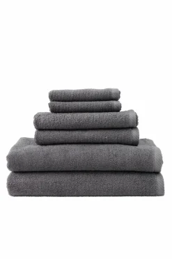 Ellos Badeværelsestekstiler>Home Frottésæt Elise i 6 dele Mørkegrå