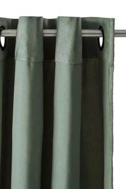 Ellos Home Gardinlængde med sejlringe Nora i velour, 2-pak Kakigrøn Hot