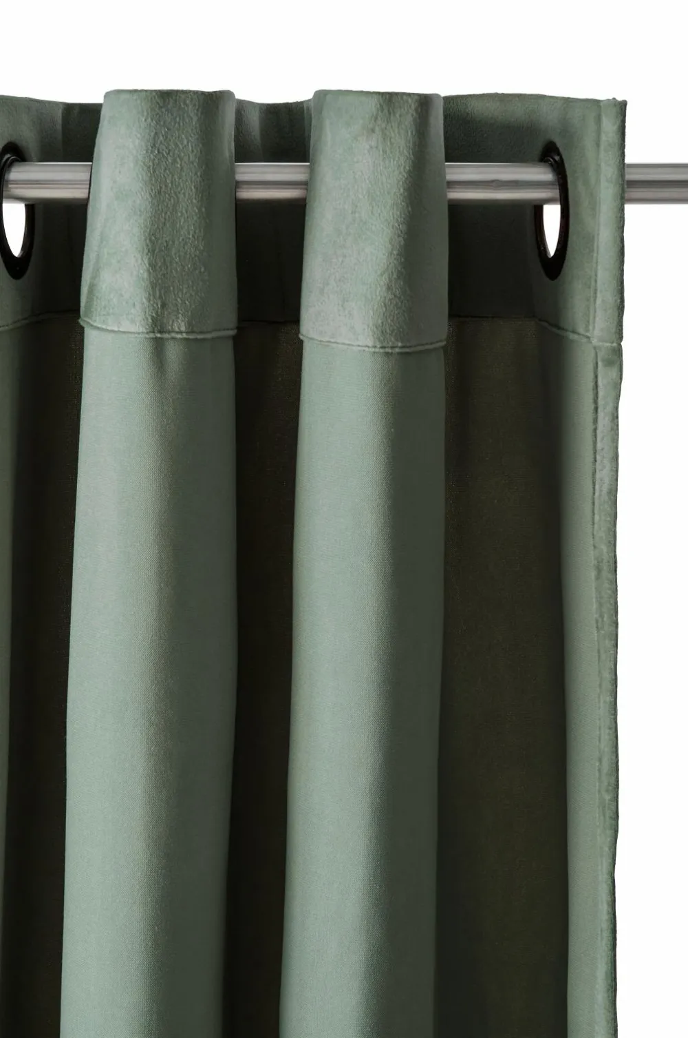 Ellos Home Gardinlængde med sejlringe Nora i velour, 2-pak Kakigrøn Hot