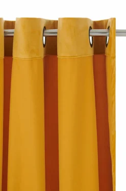 Ellos Home Gardinlængde med sejlringe Nora i velour, 2-pak Gul New