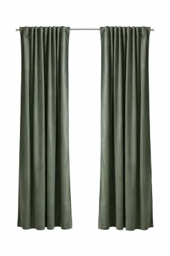 Ellos Velourgardiner|Gardinlængder Med Rynkebånd>Home Gardinlængde med multibånd Nora i velour, 2-pak Kakigrøn