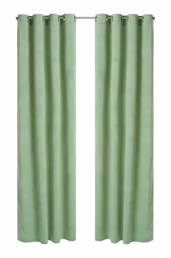 Ellos Julegardiner|Gardiner Med Sejlring>Home Gardinlængde med sejlringe Nora i velour, 2-pak Lysegrøn