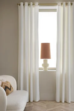 Ellos Home Gardinlængde med sejlringe Nora i velour, 2-pak Mat hvid hvid Clearance