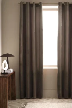 Ellos Home Gardinlængde med sejlringe Nora i velour, 2-pak Brun