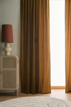 Ellos Home Gardinlængde med multibånd Nora i velour, 2-pak Rustbrun Best