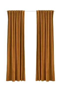 Ellos Home Gardinlængde med multibånd Nora i velour, 2-pak Rustbrun Best
