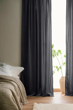 Ellos Home Gardinlængde med multibånd Nora i velour, 2-pak Grå Hot