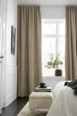 Ellos Home Gardinlængde med rynkebånd Alexandra 1-pak A121b 100% linen beige Best