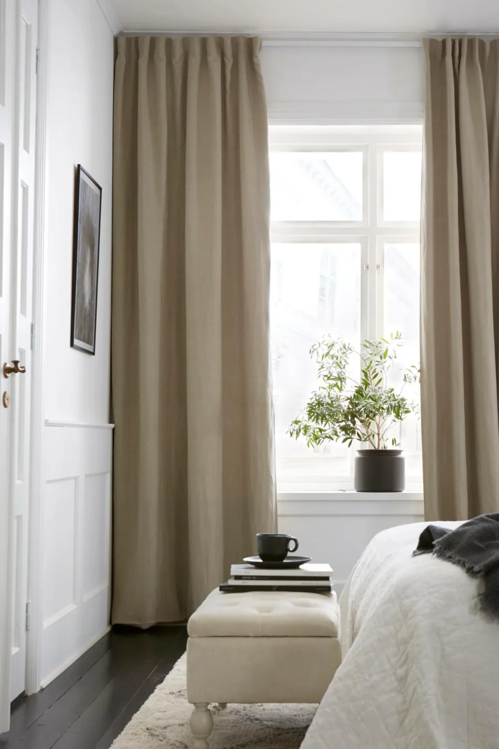 Ellos Home Gardinlængde med rynkebånd Alexandra 1-pak A121b 100% linen beige Best