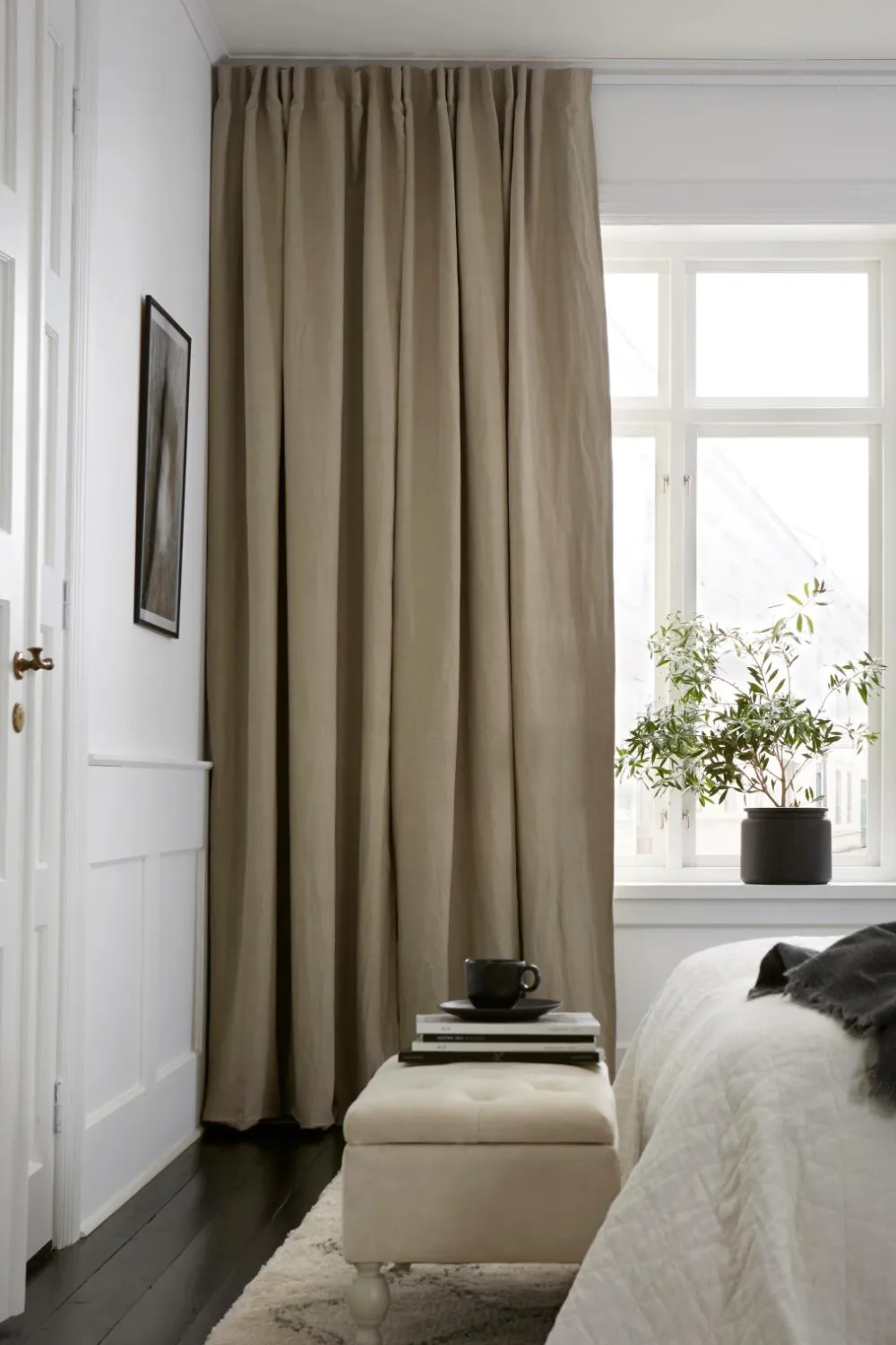 Ellos Home Gardinlængde med rynkebånd Alexandra 1-pak A121b 100% linen beige Best