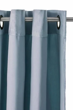 Ellos Home Gardinlængde med sejlringe Nora i velour, 2-pak Lyseblå