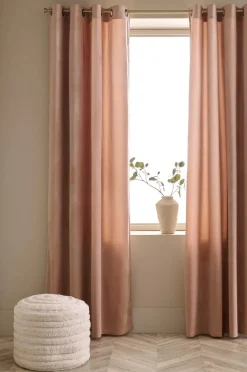 Ellos Home Gardinlængde med sejlringe Nora i velour, 2-pak Nougatrosa Sale