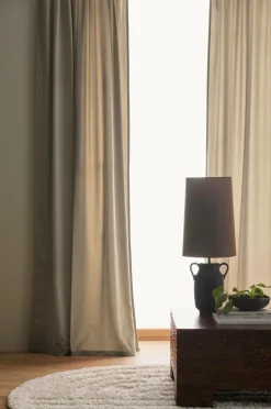 Ellos Home Gardinlængde med multibånd Nora i velour, 2-pak BEIGE Best