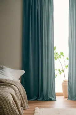 Ellos Home Gardinlængde med multibånd Nora i velour, 2-pak Lyseblå Outlet