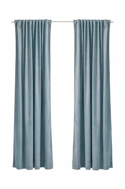 Ellos Home Gardinlængde med multibånd Nora i velour, 2-pak Lyseblå Outlet