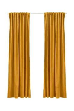 Ellos Velourgardiner>Home Gardinlængde med multibånd Nora i velour, 2-pak Gul
