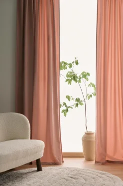 Ellos Velourgardiner>Home Gardinlængde med multibånd Nora i velour, 2-pak Nougatrosa