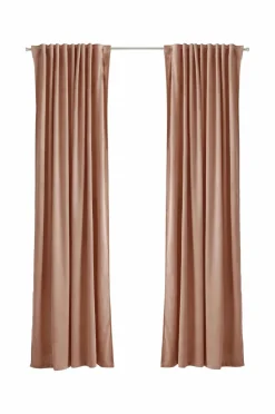 Ellos Velourgardiner>Home Gardinlængde med multibånd Nora i velour, 2-pak Nougatrosa