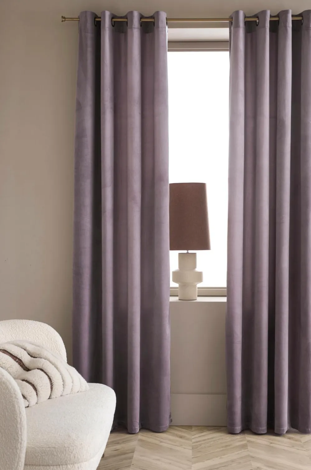 Ellos Julegardiner|Gardiner Med Sejlring>Home Gardinlængde med sejlringe Nora i velour, 2-pak Purple