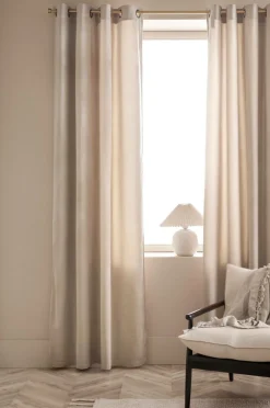 Ellos Julegardiner|Gardiner Med Sejlring>Home Gardinlængde med sejlringe Nora i velour, 2-pak BEIGE