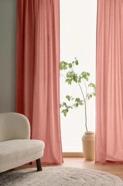 Ellos Home Gardinlængde med multibånd Nora i velour, 2-pak Lyserød Best