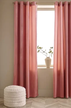 Ellos Home Gardinlængde med sejlringe Nora i velour, 2-pak Rosa Hot