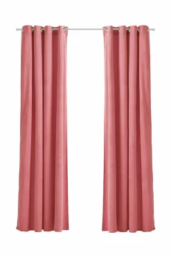 Ellos Home Gardinlængde med sejlringe Nora i velour, 2-pak Rosa Hot