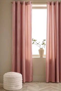 Ellos Home Gardinlængde med sejlringe Nora i velour, 2-pak Lyserød Clearance