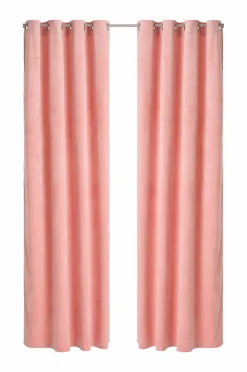 Ellos Home Gardinlængde med sejlringe Nora i velour, 2-pak Lyserød Clearance