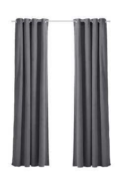 Ellos Home Gardinlængde med sejlringe Nora i velour, 2-pak Grå Hot