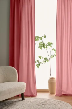 Ellos Home Gardinlængde med multibånd Nora i velour, 2-pak Rosa Hot