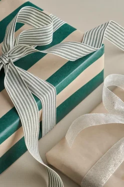 Ellos Gavepapir & Tilbehør>Home Gavebånd Stripe 20 m Grøn/cremehvid