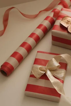 Ellos Home Gavepapir Polka 7 meter Rød /nudebeige New